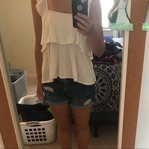 Ivory ruffle tank—jcrew mercantile